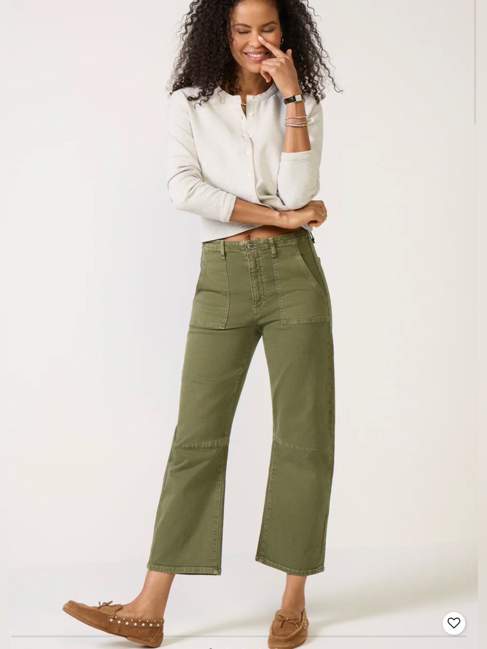 NWT Le Jean Utility Soft Barrel Olive Green Sz 26